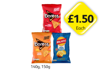 Doritos Chilli Heatwave, Tangy Cheese, Cheese & Onion - Now Only £1.50 at Londis