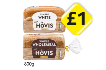 Hovis Simple White, Wholemeal - Now Only £1 at Londis