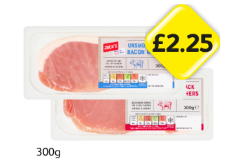 Jack's Back Bacon Rashers Unsmoked, Smoked - Now Only £2.25 at Londis