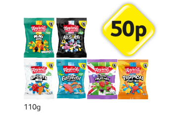 Maynards Mini Gems, Liquorice Allsorts, Sports Mix, Fizzy Fish, Classic Fruit Mix, Tropical Fruit Mix - Now Only 50p at Londis
