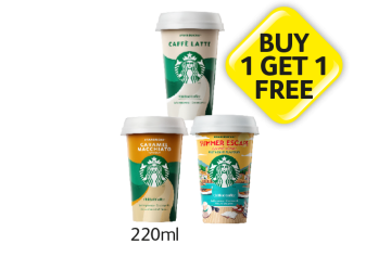 Starbucks Caffe Latte, Caramel Macchiato, Summer Escape Pistachio - Now Only Buy 1 Get 1 FREE at Londis