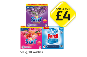 Surf Fresh Lavender, Tropical Lily, Persil Non Bio - Any 2 for £4 at Londis