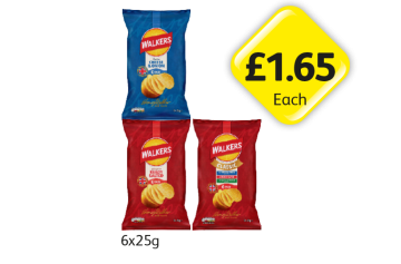 Walkers Cheese & Onion, Ready Salted, Classic Variety - Now Only £1.65 at Londis