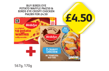 BirdsEye Potato Waffles, Crispy Chicken - Buy BirdsEye Potato Waffle & Crispy Chicken for £4.50 at Londis