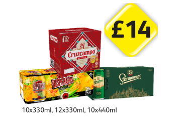 Cruzcampo, Desperados, Staropramen - Now Only £14 at Londis