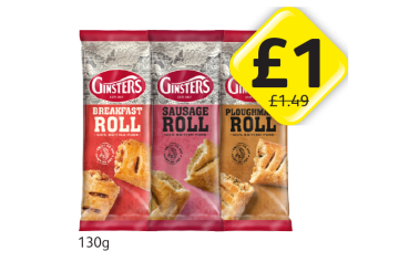 Ginsters Roll Breakfast, Sausage, Ploughman's - Now Only £1 at Londis