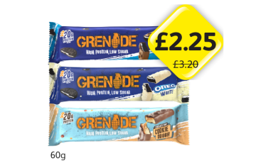Grenade Protein Bar Oreo, White, Cookie Dough - Now Only £2.25 at Londis