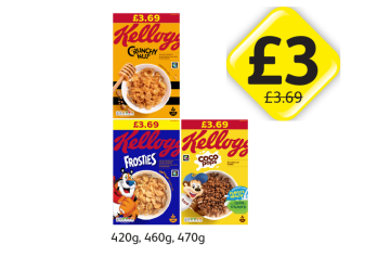 Kellogg's Crunchy Nut, Frosties, Coco Pops - Now Only £3 at Londis