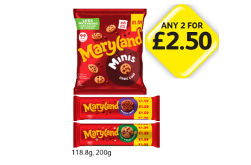 Maryland Minis, Double Choc Chip, Choc A Hazelnut - Any 2 for £2.50 at Londis