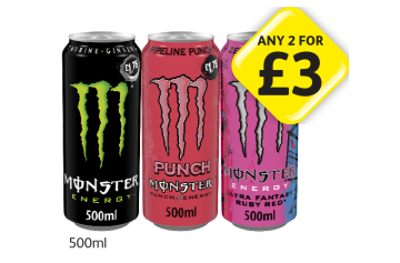 Monster Energy, Punch, Ruby Red - Any 2 for £3 at Londis