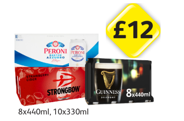 Peroni, Strongbow Strawberry, Guinness - Now Only £12 at Londis