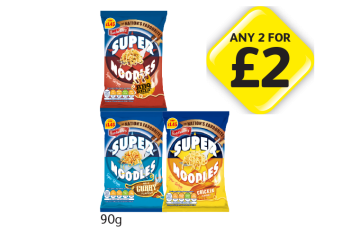 Super Noodles BBQ Beef, Curry, Chicken - Any 2 for £2 at Londis