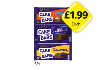 Cadbury Cake Bars Fudge, Chocolate, Caramel - Now Only £1.99 at Londis