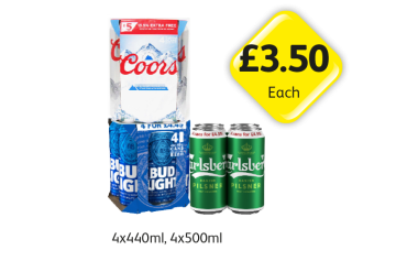 Coors, Bud Light, Carlsberg - Now Only £3.50 at Londis