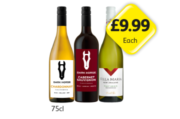 Dark Horse Chardonnay, Cabernet Sauvignon, Villa Maria Pinot Grigio - Now Only £9.99 at Londis