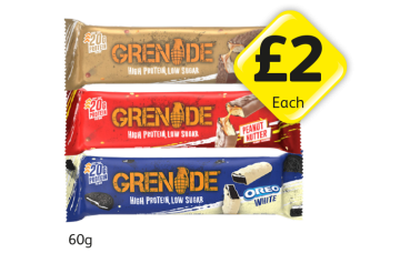 Grenade Protein Bars Caramel Chaos, Peanut Butter, Oreo White - Now Only £2 at Londis