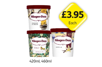 Häagen-Dazs Cookies & Cream, Pistachio & Cream, Vanilla - Now Only £3.95 at Londis