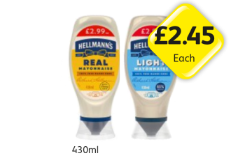 Hellmann's Mayonnaise Real, Light - Now Only £2.45 at Londis