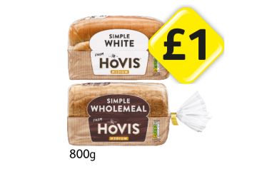 Hovis Simple White, Wholemeal - Now Only £1 at Londis