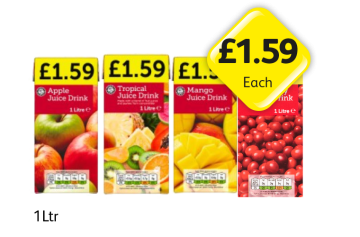 Juice Drink Apple, Tropical, Mango, Cranberry - Now Only £1.59 at Londis