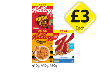 Kelloggs Krave, Crunchy Nut, Special K - Now Only £3 at Londis