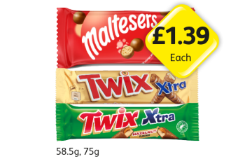 Maltesers, Twix Xtra, Hazelnut - Now Only £1.39 at Londis