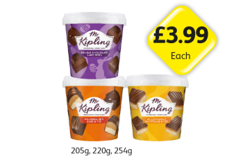 Mr Kipling Double Chocolate Cake Bites, Millionaires Cake Bites, Millionaires Shortcake Bites - Now Only £3.99 at Londis