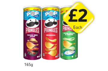 Pringles Texas BBQ, Original, Sour Cream & Onion - Now Only £2 at Londis