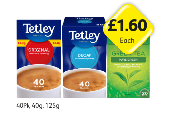 Tetley Original, Decaf, Green Tea - Now Only £1.60 at Londis