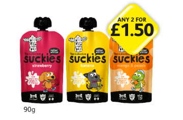 The Collective Suckies Strawberry, Banana, Mango & Peach - Any 2 for £1.50 at Londis