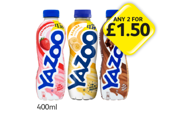 Yazoo Strawberry, Banana, Chocolate Fudge - Any 2 for £1.50 at Londis