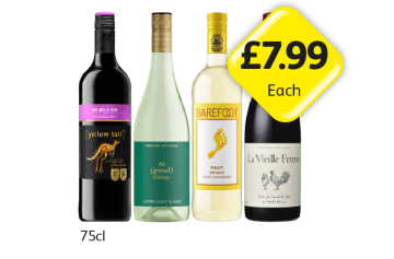 Yellow Tail Big Bold Red, All Good Things Sauvignon Blanc, Barefoot Pinot Grigio, La Vieille Ferme - Now Only £7.99 at Londis