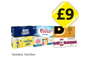 Bud Light, Coors, Draught, Foster's Shandy, Brewdog Cold Beer, Rekorderlig - Now Only £9 at Londis