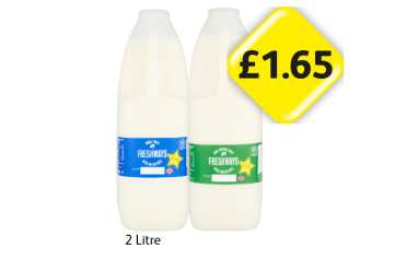 Freshways Milk Whole, Semi-Skimmed - Now Only £1.65 at Londis