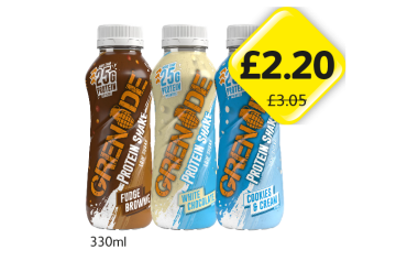 Grenade Protein Shake Fudge Brownie, White Chocolate, Cookies & Cream - Now Only £2.20 at Londis