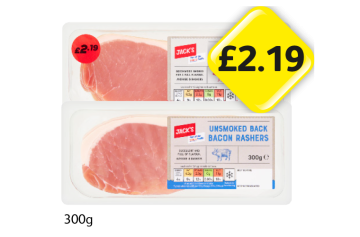 Jack's Back Bacon Rashers Smoked, Unsmoked - Now Only £2.19 at Londis