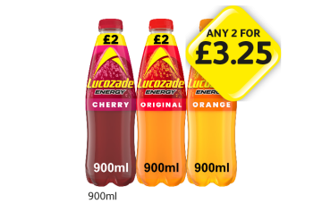 Lucozade Cherry, Original, Orange - Any 2 for £3.25 at Londis
