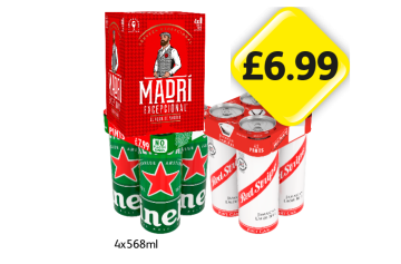 Madri, Heineken, Red Stripe - Now Only £6.99 at Londis