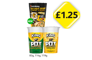 Pot Noodle Chicken & Mushroom, Original Curry, Namdong Chicken - Now Only £1.25 at Londis