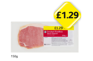Smoked Rindless Back Bacon - Now Only £1.29 at Londis