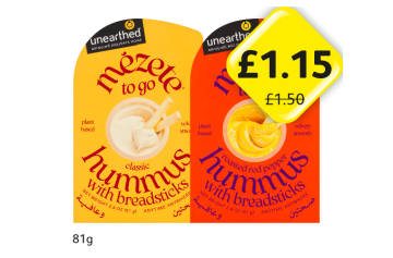 Unearthed Mezete To Go Classic Hummus, Roasted Red Pepper Hummus - Now Only £1.15 at Londis