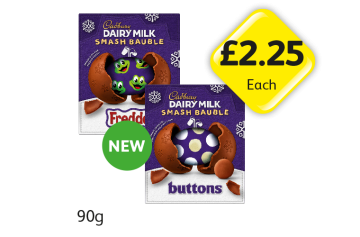 Cadbury Dairy Milk Smash Bauble Freddo, Buttons - Now Only £2.25 at Londis
