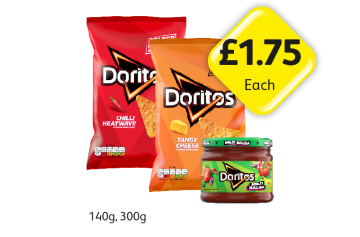 Doritos Chilli Heatwave, Tangy Cheese, Mild Salsa - Now Only £1.75 at Londis