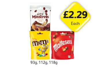 Galaxy Minstrels, M&M Peanuts, Maltesers - Now Only £2.29 at Londis