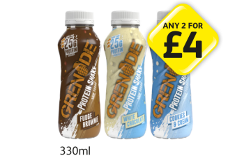 Grenade Protein Shake Fudge Brownie, White Chocolate, Cookies & Cream - Any 2 for £4 at Londis