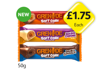 Grenade Soft Core Peanut Butter, Golden Caramel, Double Chocolate - Now Only £1.75 at Londis