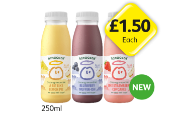 Innocent Smoothie A Bit Like Lemon Pie, Blueberry Muffin, Like Strawberry Cupcakes - Now Only £1.50 at Londis