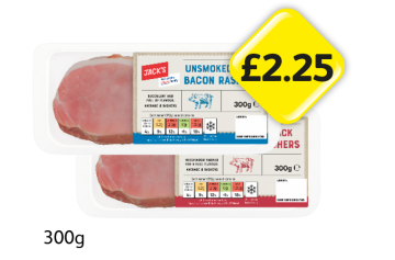 Jack's Back Bacon Rashers Unsmoked, Smoked - Now Only £2.25 at Londis