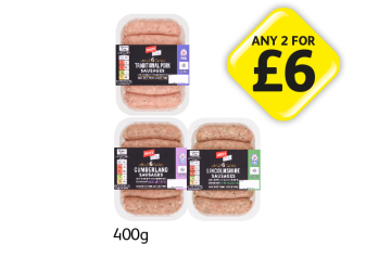 Jack's Sausages Traditional, Cumberland, Lincolnshire - Any 2 for £6 at Londis