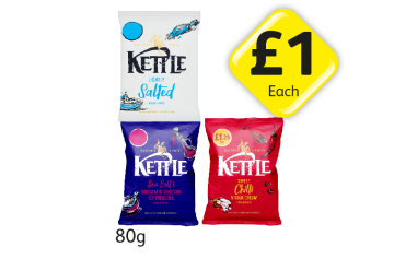 Kettle Lightly Salted, Sea Salt & Balsamic Vinegar, Sweet Chilli - Now Only £1 at Londis